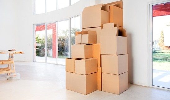 Stack of moving boxes